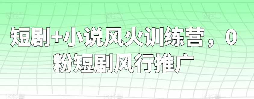 短剧+小说风火训练营，0粉短剧风行推广 - 淘客掘金网-淘客掘金网