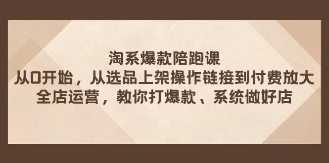 淘系爆款陪跑课 从选品上架操作链接到付费放大 全店运营 打爆款 系统做好店 - 淘客掘金网-淘客掘金网