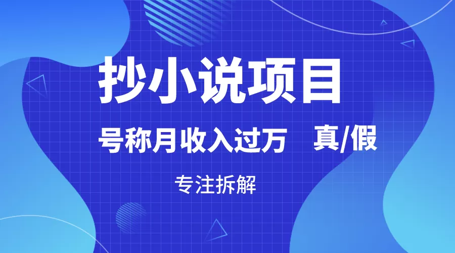 抄小说项目，号称月入过万，到底是否真实，能不能做，详细拆解 - 淘客掘金网-淘客掘金网