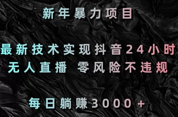 新年暴力项目，最新技术实现抖音24小时无人直播，零风险不违规，每日躺赚3000＋ - 淘客掘金网-淘客掘金网