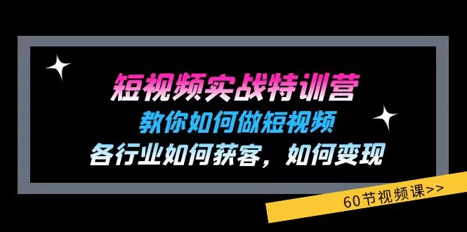 短视频实战特训营：教你如何做短视频，各行业如何获客，如何变现 (60节) - 淘客掘金网-淘客掘金网