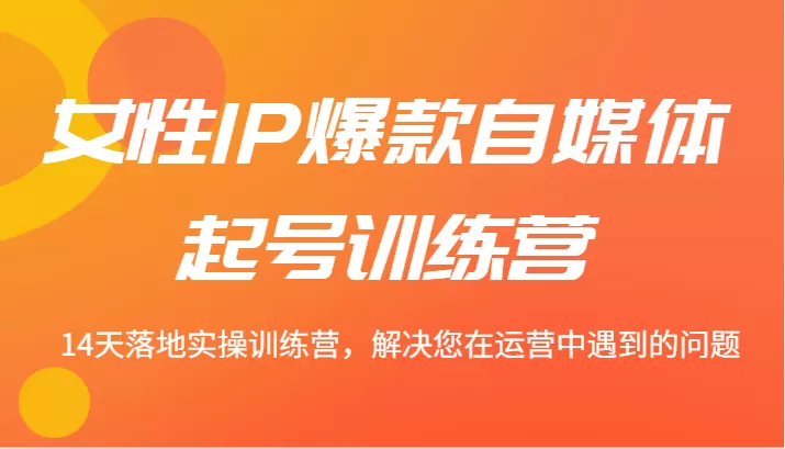 女性IP爆款自媒体起号训练营 14天落地实操训练营，解决您在运营中遇到的问题 - 淘客掘金网-淘客掘金网