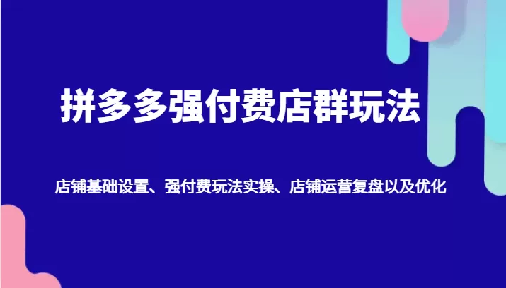 拼多多强付费店群玩法：店铺基础设置、强付费玩法实操、店铺运营复盘以及优化 - 淘客掘金网-淘客掘金网