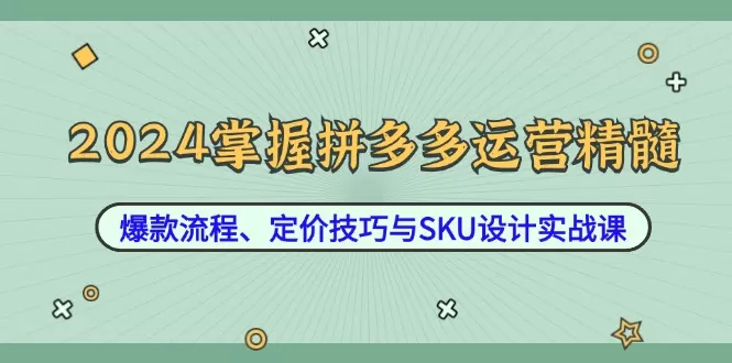 2024掌握拼多多运营精髓：爆款流程、定价技巧与SKU设计实战课 - 淘客掘金网-淘客掘金网