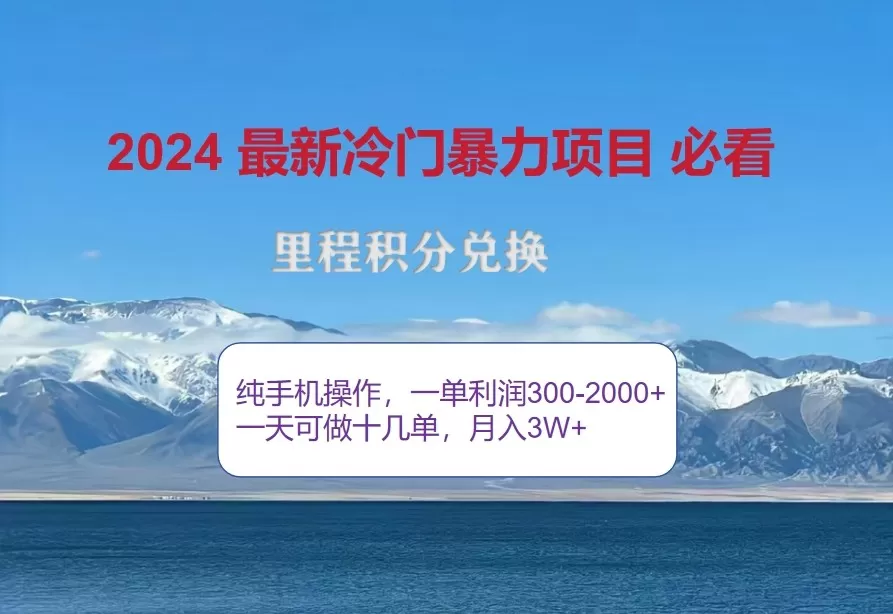 2024惊爆冷门暴利，里程积分最新玩法，高爆发期，一单300+—2000+ - 淘客掘金网-淘客掘金网