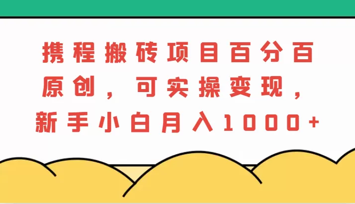 携程搬砖项目，百分百原创，可实操变现，新手小白月入1000+ - 淘客掘金网-淘客掘金网