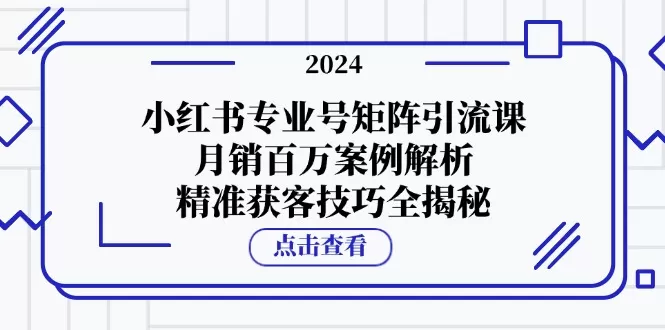 小红书专业号矩阵引流课，月销百万案例解析，精准获客技巧全揭秘 - 淘客掘金网-淘客掘金网