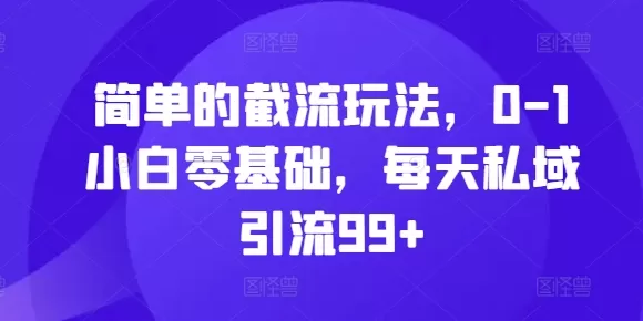 简单的截流玩法，0-1小白零基础，每天私域引流99+【揭秘】 - 淘客掘金网-淘客掘金网