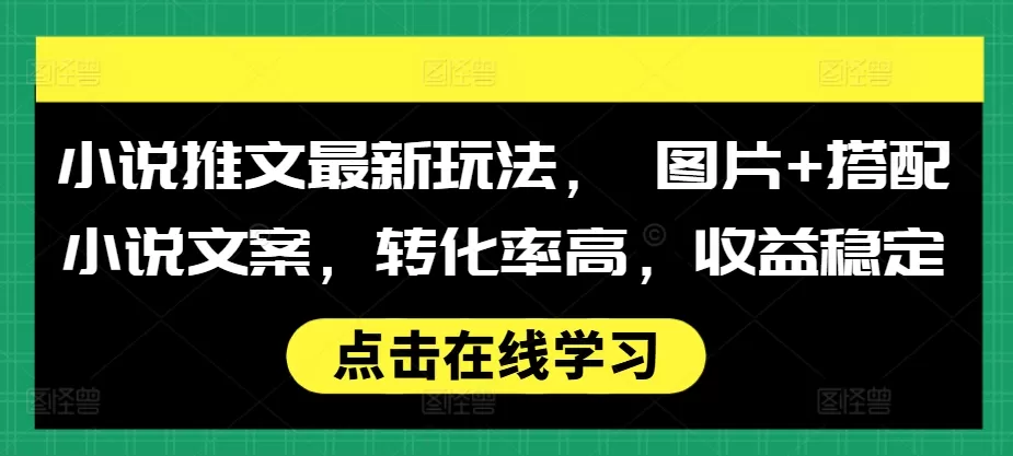 小说推文最新玩法， 图片+搭配小说文案，转化率高，收益稳定 - 淘客掘金网-淘客掘金网