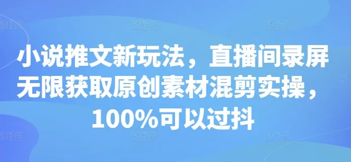 小说推文新玩法，直播间录屏无限获取原创素材混剪实操，100%可以过抖 - 淘客掘金网-淘客掘金网