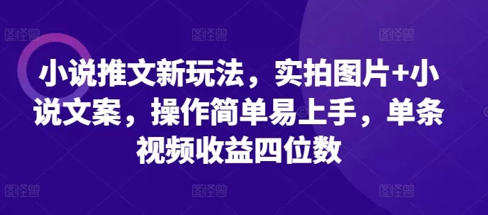 小说推文新玩法，实拍图片+小说文案，操作简单易上手，单条视频收益四位数 - 淘客掘金网-淘客掘金网