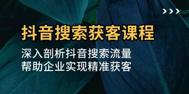 抖音搜索获客课程：深入剖析抖音搜索流量，帮助企业实现精准获客 - 淘客掘金网-淘客掘金网