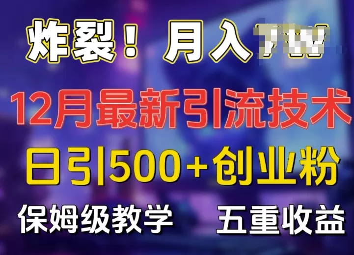 炸裂!揭秘12月最新日引流500+精准创业粉，多重收益保姆级教学 - 淘客掘金网-淘客掘金网