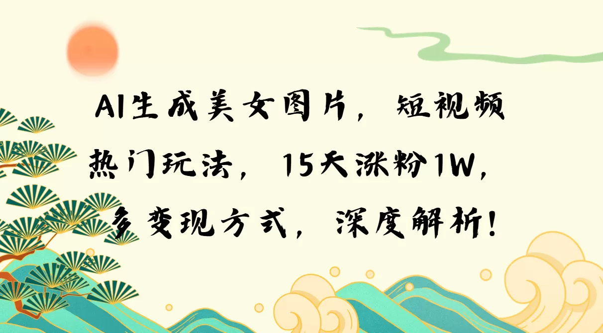 （13581期）AI生成美女图片，短视频热门玩法，15天涨粉1W，多变现方式，深度解析! - 淘客掘金网-淘客掘金网