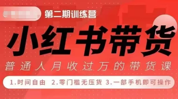 小Red书带货42天训练营 2.0版，宝妈+自由职+上班族+大学生，提高副业收入的大红利项目 - 淘客掘金网-淘客掘金网