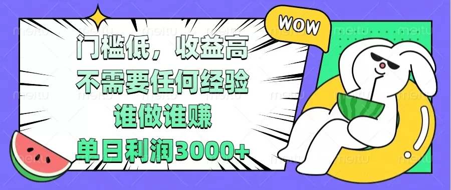 （13651期） 门槛低，收益高，不需要任何经验，谁做谁赚，单日利润3000+ - 淘客掘金网-淘客掘金网