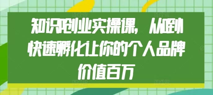 知识IP创业实操课，从0到1快速孵化让你的个人品牌价值百万 - 淘客掘金网-淘客掘金网